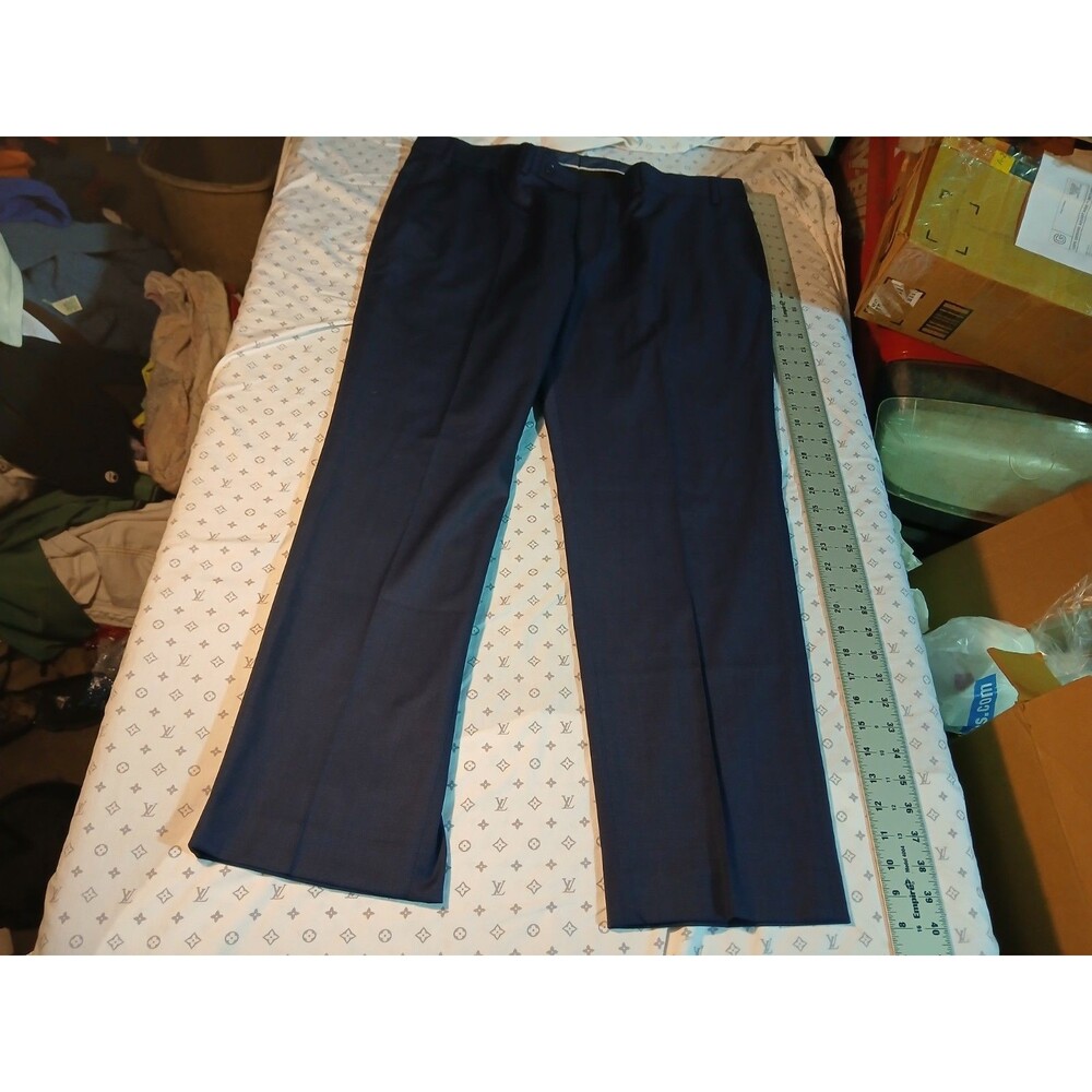 Michael Strahan Tech Wool Modern Fit Blue Dress Pants 38W 30L Stretch